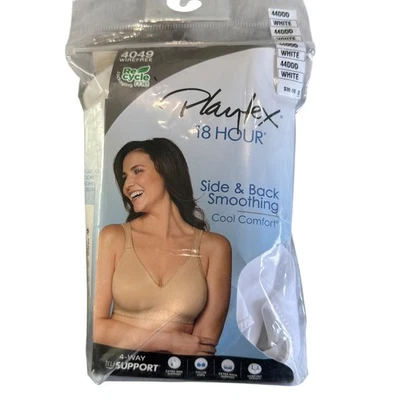 Playtex 18 Hour Side Back Smoothing Wirefree Bra 44DDD White Full Coverage - Image 1 of 4
