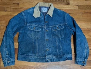 Giacca denim vintage Lee Storm Rider 46R - coperta foderata colletto in velluto a coste *distressed - Foto 1 di 24