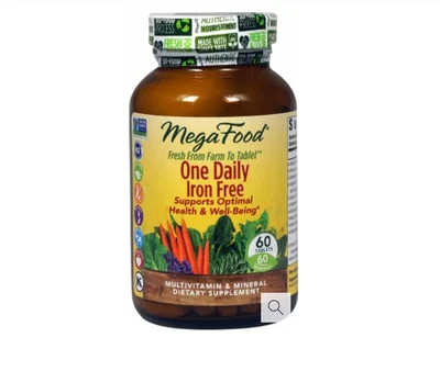 Mega Food, multivitamínico, base alimentaria One Daily Iron Free, 60 comprimidos ex 3/25 Foto 1 de 3
