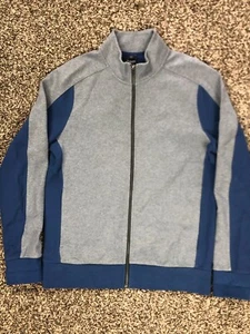 Mens Medium Oakley Custom Fit Block Color Full Zip Fleece Jacket Blue/Gray - Picture 1 of 12