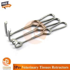 3Pcs Surgical Retractors Veterinary Middledorf Langenback Soft Tissue Retraction - Picture 1 of 8