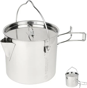 ® 304 (18/8) Stainless Steel (FDA Compliant) 50 Oz / 1.4 L Camping Kettle/Pot/Cu - Picture 1 of 5