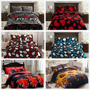 3 Piece Blanket With 2 Pillow Covers Thick Sherpa Warm Quilt Bed Sheet Comforter - Picture 1 of 41