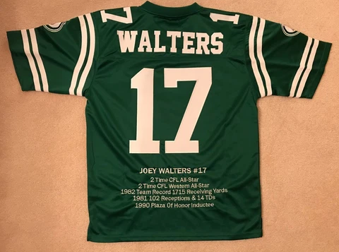 Saskatchewan Roughriders  Joey Walters #17 Jersey NEW tags Career Stats Retro Cover