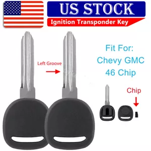 2 For Chevrolet GMC Cadillac Ignition Transponder Car Key Blank + 46 Chip - Foto 1 di 8