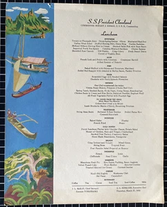 1952 S.S. President Cleveland Ocean Liner Cruise Menu Vintage Ship Ephemera - Picture 1 of 3