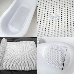 ADDIS Cushioned Bath Pillow With 8 Suction Cups And 91cm Cushioned Bath Mat Set - Picture 1 of 4