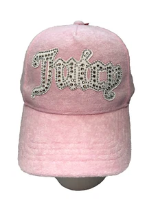 ¡Nuevo! Gorra Juicy Couture de terciopelo rosa con logotipo de pedrería brillante talla única - Imagen 1 de 7