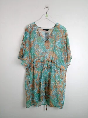Sosandar Blue Mix Baroque Print Beach Kaftan Size M Mesh Cover Up NEW F2 - Image 1 of 4