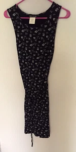 Vintage 1990s Esprit De Corp Black & White Floral Sleeveless Dress Size Medium - Picture 1 of 10