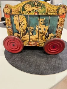 Rare Gong Bell Co Pull Toy -- Lions Circus Wagon -- 1950s Collectible - Picture 1 of 8