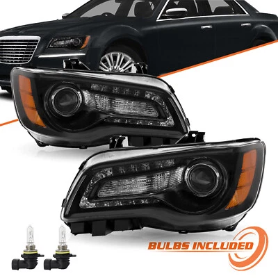 Con bombillas para 11-23 Chrysler 300 halógenos LED DRL faros/lámparas negros izquierda y derecha Foto 1 de 4
