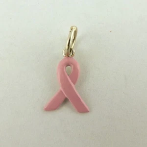 Rosa Emaille Sterlingsilber Brustkrebs Bewusstsein Band Charm mit Sprungring - Bild 1 von 3