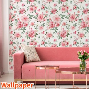 Carta Da Parati Autoadesiva Decorativa Per La Casa PVC Rosa Floreale 300*45cm - Foto 1 di 7