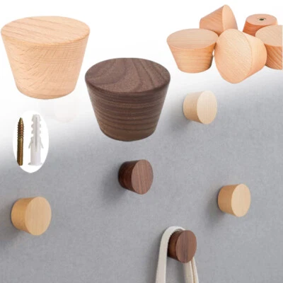 Ganchos de pared de madera maciza en forma de cono toallas de porche abrigo percha de madera estante decoración Foto 1 de 4