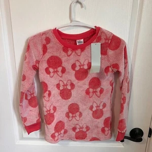 Disney Minnie Mouse Girls Fleece Sweatshirt Long Sleeve Size M(8) Pink NWT - Picture 1 of 6