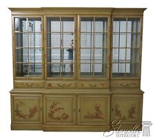 61074EC: UNION NATIONAL Green Chinoiserie Bookcase Breakfront