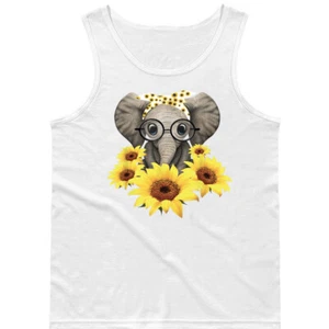 ┥ Camiseta sin mangas con girasol elefante para hombre/unisex divertida linda para ser amable nerdy - Imagen 1 de 4