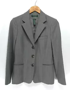 Ralph Lauren Blazer Womens 6 M Gray Wool Suit Jacket Pinstripe 3 Button Career - Picture 1 of 11