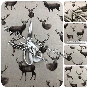 STAG Natural Colour Linen-Look 100% Cotton Fabric 140cm 54" Wide Craft - Picture 1 of 6