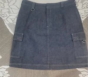 Dockers Women’s Blue Size 8 Cotton Straight Skirt, Flat Front Large Side Pockets - Picture 1 of 6