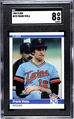 1984 Fleer #575 Frank Viola Minnesota Twins SGC 8 - Image 1 of 2