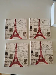 Keramik Kork Rückseite Reiseziel Gebäude-Paris-Untersetzer 4er Set - Bild 1 von 3