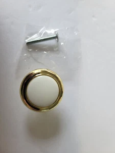 NOS - Amerock Allison 244WPB Polished Brass with White 1 1/4" Round Cabinet Knob - Picture 1 of 3