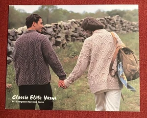 CLASSIC ELITE YARNS Aran Sweater Knitting Pattern Illustrated 2 Styles 1993 - Picture 1 of 5