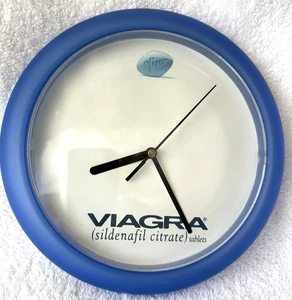 Viagra Wanduhr Vintage Pfizer Promo Werbung 10" blau - Bild 1 von 8