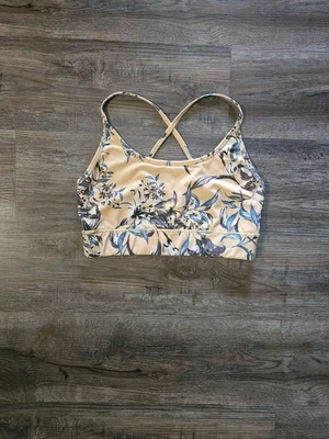 女式中号 Hurley 花卉印花运动文胸上衣意大利面十字背 — 第 1/4 张图片