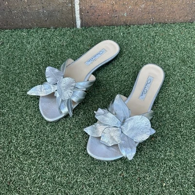 Sandalias OSCAR DE LA RENTA Metálicas Florales Slide Talla 36.5 EE. UU. 6 Foto 1 de 4