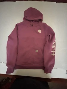 Ladies Carhartt Pullover Hoodie Small (4-6) Dark Pink - Picture 1 of 8