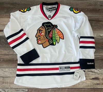 Camiseta Reebok Premier NHL Chicago Blackhawks Patrick Kane branca tamanho GG assinada - Imagem 1 de 4