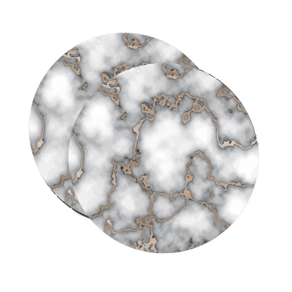 15" X 15" Gray And Gold Abstract Agglomerated cork Round Placemats - Image 1 of 4