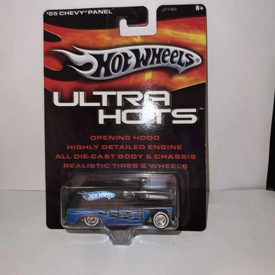 Chevy Panel Hot Wheels Ultra Hots '55 azul negro Real Riders Whitewall 2006 Foto 1 de 3