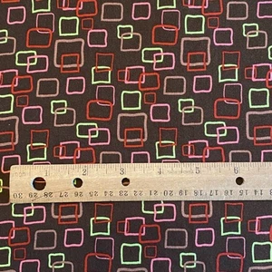 Brown Geometric Pop Art Fabric Quilting Cotton 34x41 - Picture 1 of 5
