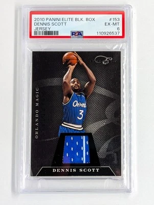 Camiseta Elite Black Box 2010-11 159 Dennis Scott/99 PSA 6 Michael Jordan en la parte posterior Foto 1 de 2