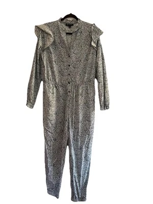 Mono utilitario Inc International Concepts talla L manga larga floral azul botones Foto 1 de 4