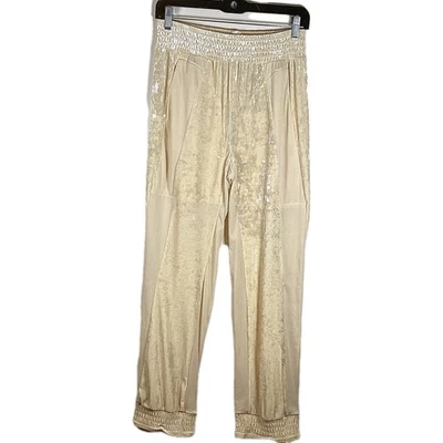 Pantalones Anthropologie We are HAH 1 Track Mind Talla Pequeña Crema Terciopelo Triturado Foto 1 de 4
