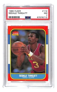 1986 Fleer #112 Sedale Threatt PSA 7 NM Rookie RC - Picture 1 of 2