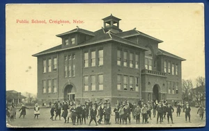 Creighton Nebraska ne Public School 1900s old postcard - Picture 1 of 2