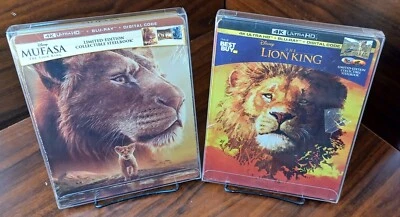 Mufasa + Lion King 2019 4K Steelbooks-NEW-w/PROTECTIVE SLEEVES-Free Box S&H! - Image 1 of 4