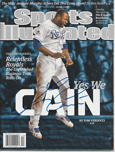 Lorenzo Cain Autographed Sports Illustrated Magazine Full No Label 11/2/15