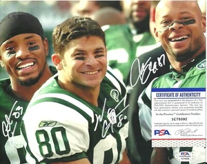 3x Signed 8x10 Photo Wayne Chrebet Santana Moss Laveranues Coles Jets WR PSA COA - Picture 1 of 2