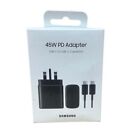 45W Wall PD Aadpter For SAMSUNG Compact USB-C Cable Black Official Fast Charger
