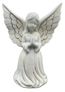 Vintage 1988 Bastler 7" Keramik Teelicht Engel mit Goldrand signiert SM - Bild 1 von 12