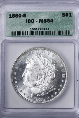 BU 1880-S Morgan Silver Dollar ICG MS64 Ridiculous Blazer! TABR - Image 1 of 3