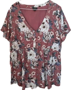 Torrid Top Womens 2 Floral Button-Front Short Sleeve Rayon - Picture 1 of 8