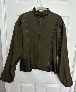 Gerard Babin Jacket Womens Green Mock Neck Long Sleeve Button Up VTG Sz M/L - Picture 1 of 17
